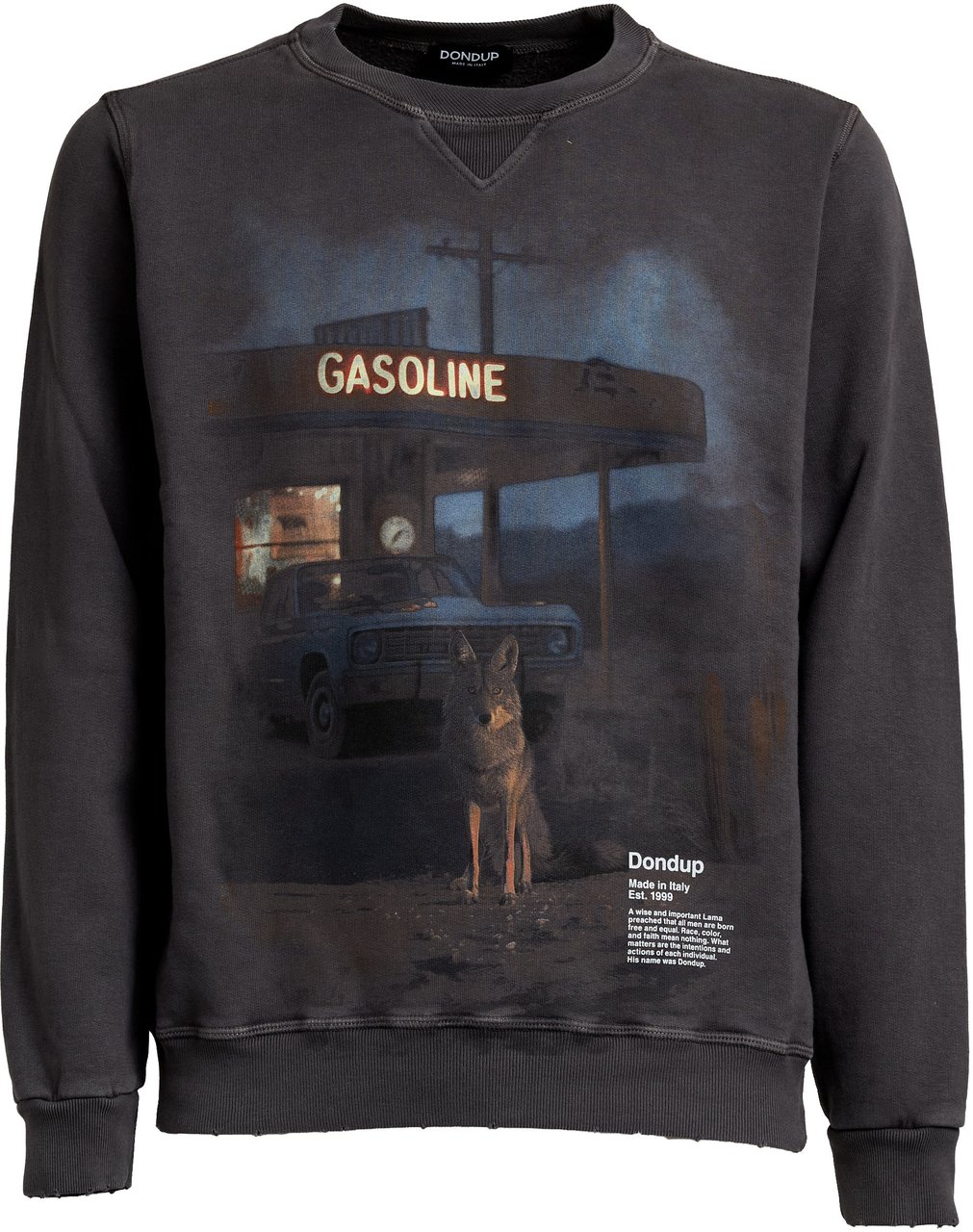 Dondup Felpa Girocollo Nera Con Stampa Zwart