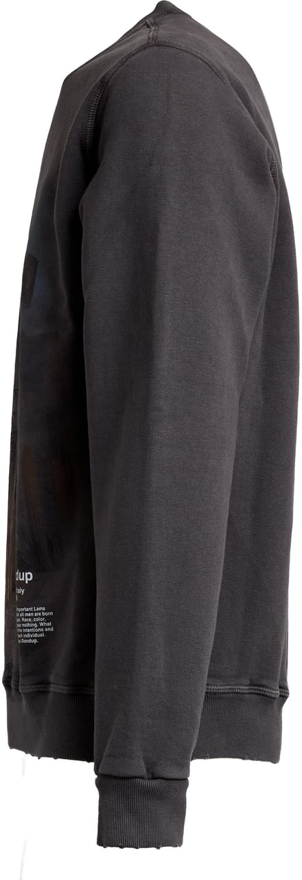 Dondup Felpa Girocollo Nera Con Stampa Zwart