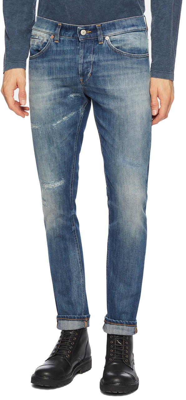 Dondup Trousers Denim Medio Blauw