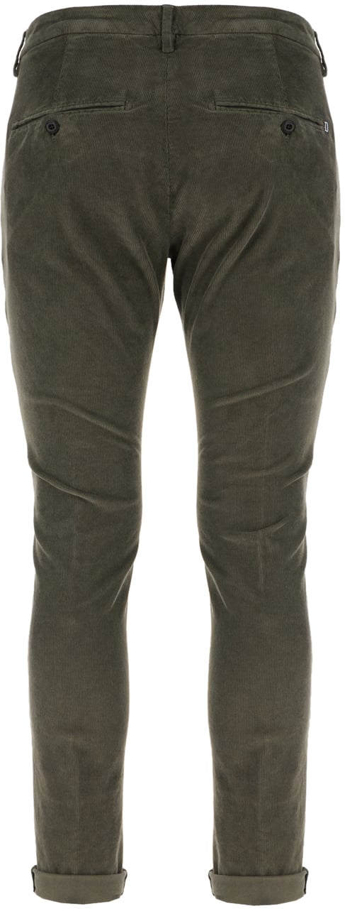 Dondup Dondup Olive green stretch cotton pants Groen