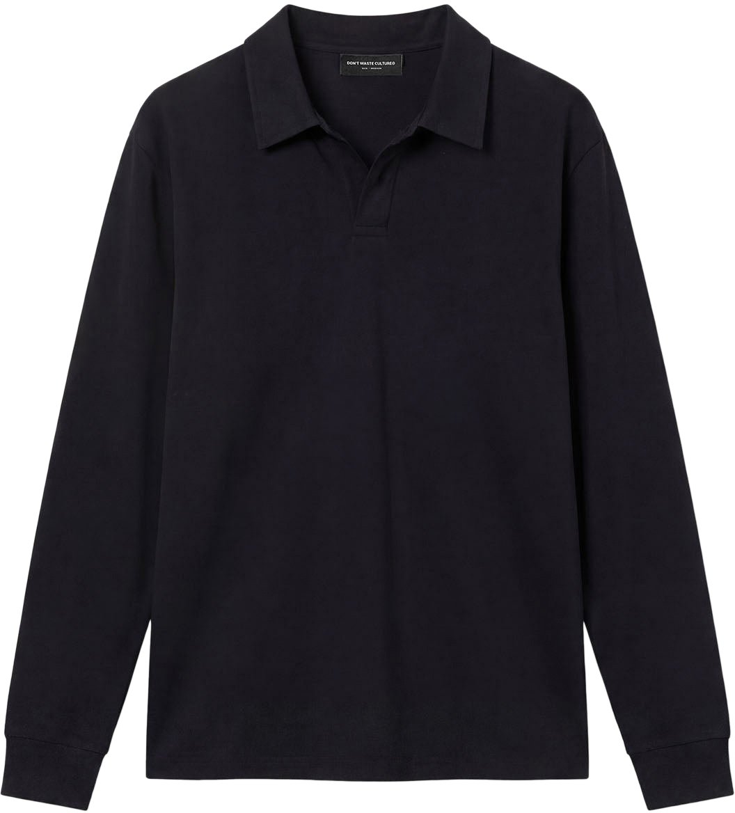 Don't Waste Culture Ruoma Polo Longsleeve | Black Zwart