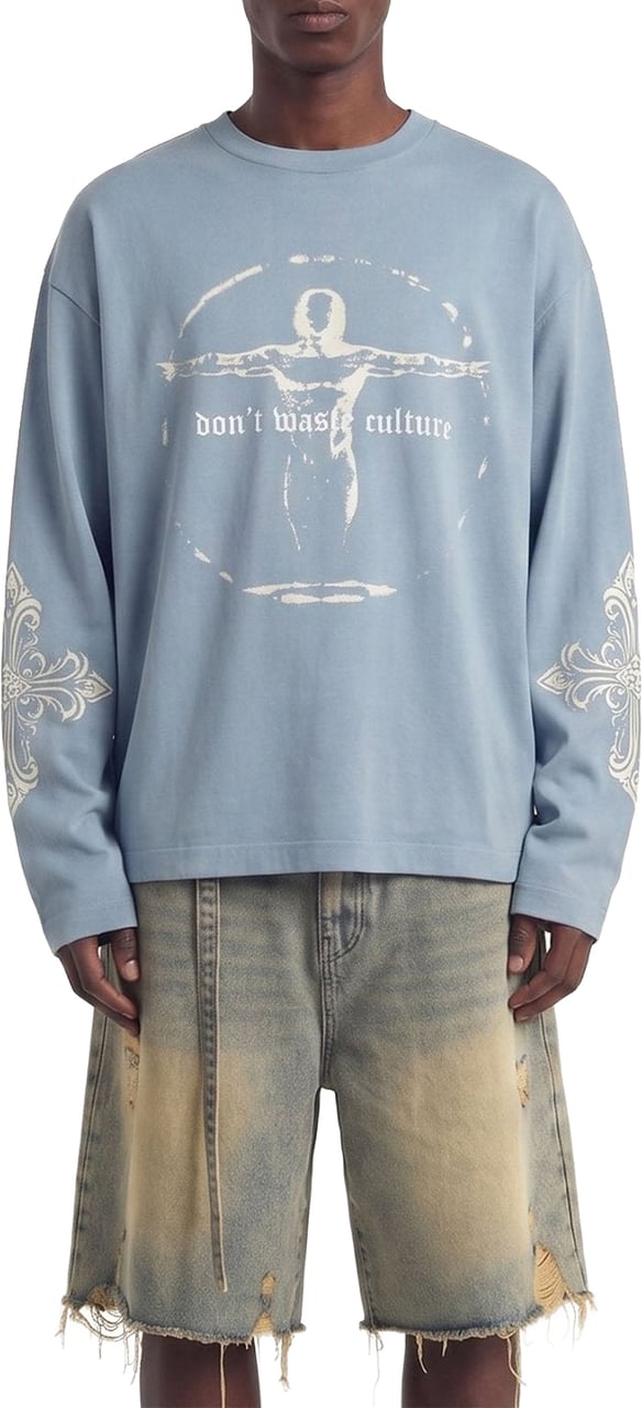 Don't Waste Culture Ator Longsleeve | Light Blue Lichtblauw