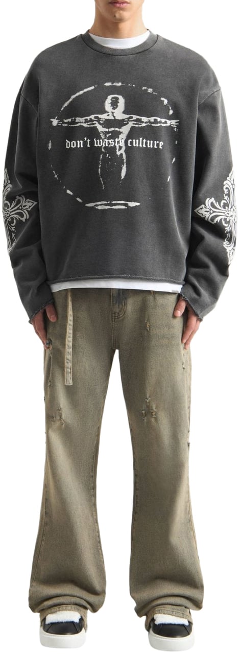 Don't Waste Culture Xavira Sweater | Washed Black Donkergrijs