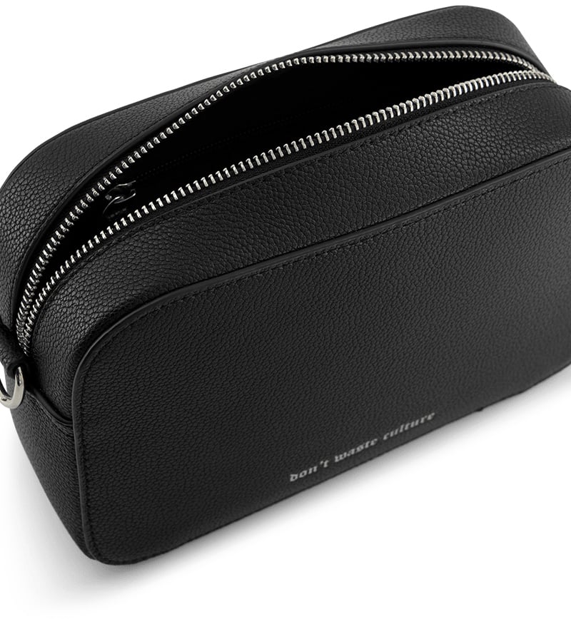 Don't Waste Culture Leather Messenger Bag | Black Zwart