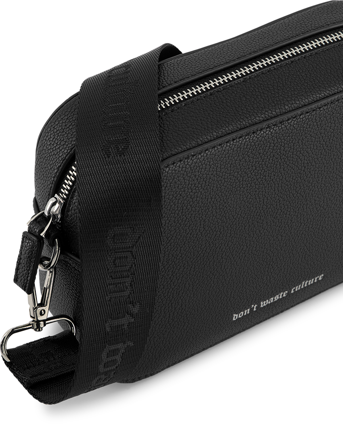 Don't Waste Culture Leather Messenger Bag | Black Zwart