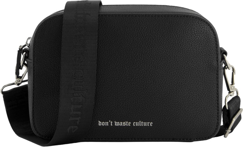 Don't Waste Culture Leather Messenger Bag | Black Zwart