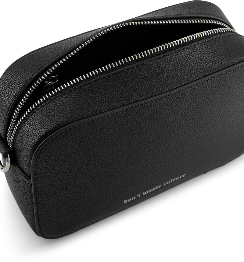 Don't Waste Culture Leather Messenger Bag | Black Zwart