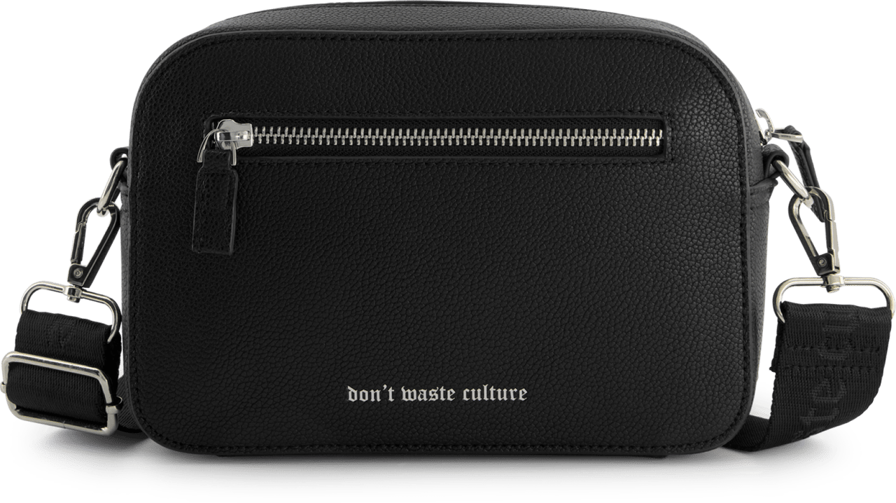 Don't Waste Culture Leather Messenger Bag | Black Zwart