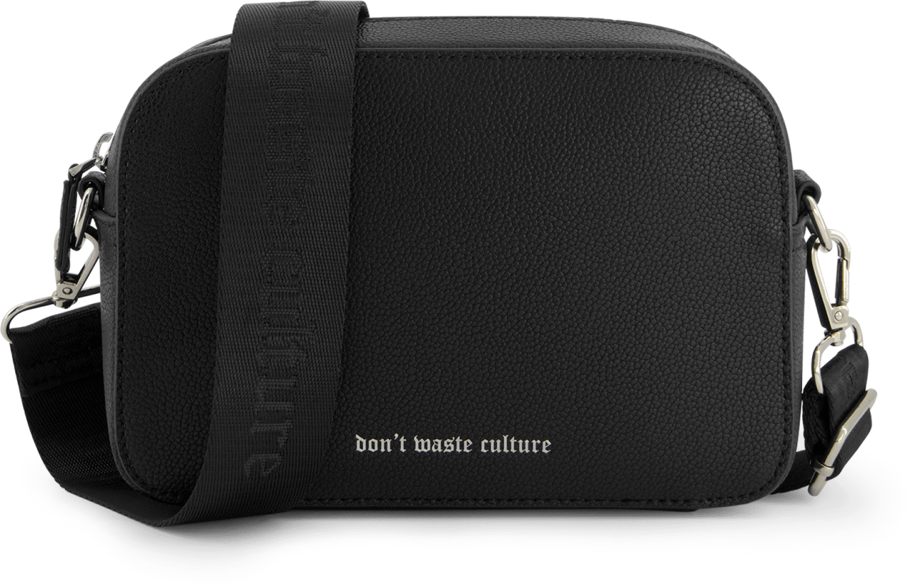 Don't Waste Culture Leather Messenger Bag | Black Zwart