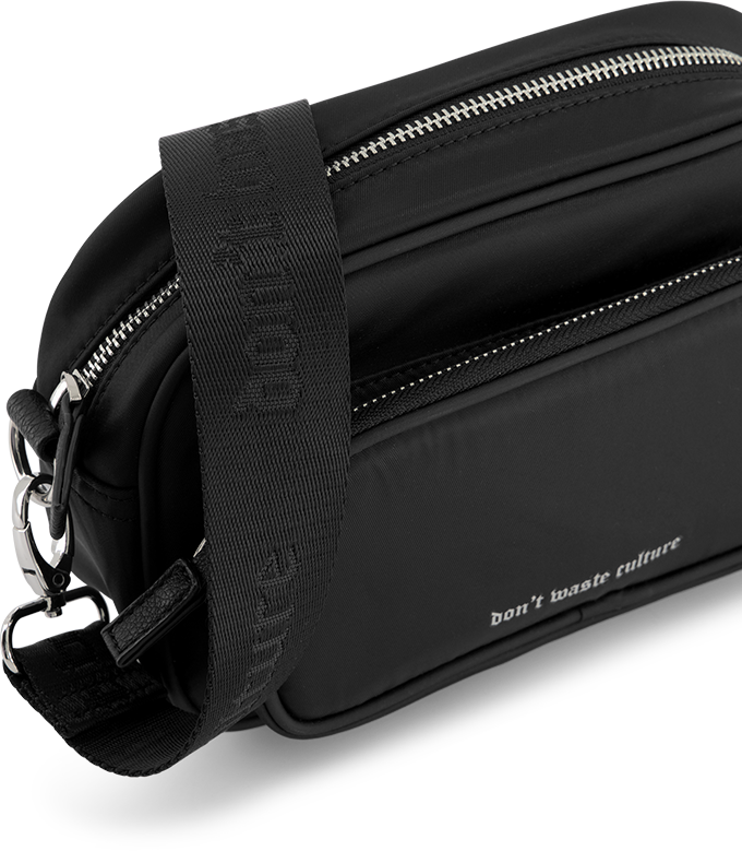 Don't Waste Culture Nylon Messenger Bag | Black Zwart