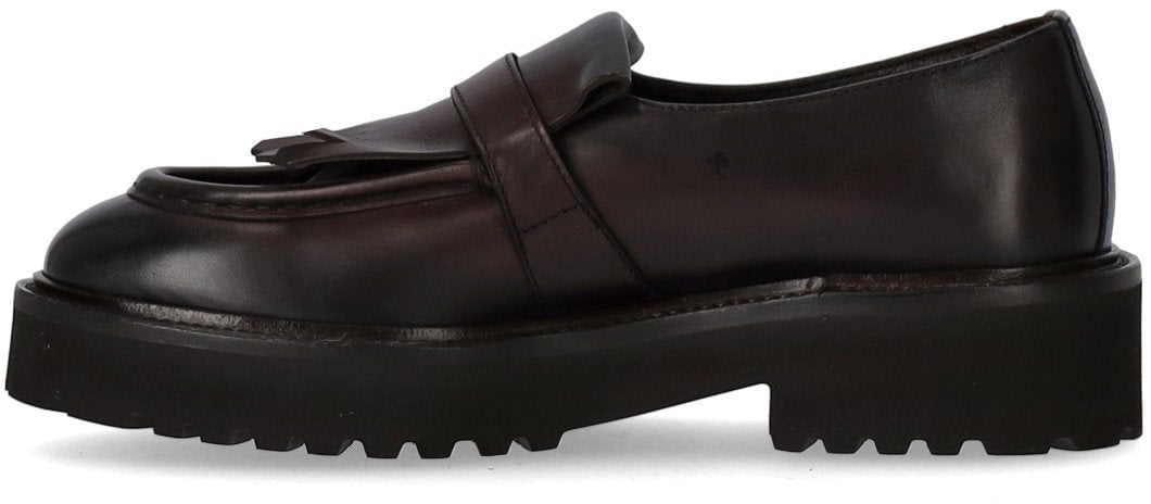 Doucal's DOUCAL'S DECO' DARK LOAFER WITH FRINGE Bruin