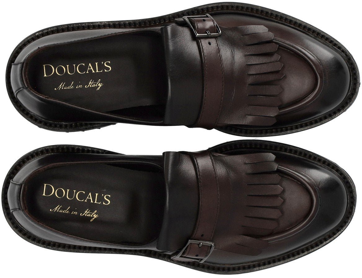 Doucal's DOUCAL'S DECO' DARK LOAFER WITH FRINGE Bruin