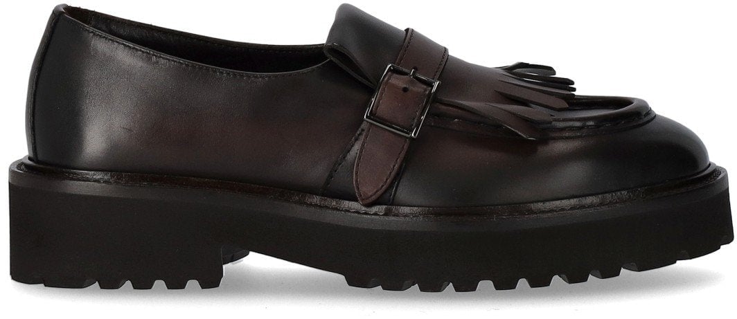 Doucal's DOUCAL'S DECO' DARK LOAFER WITH FRINGE Bruin
