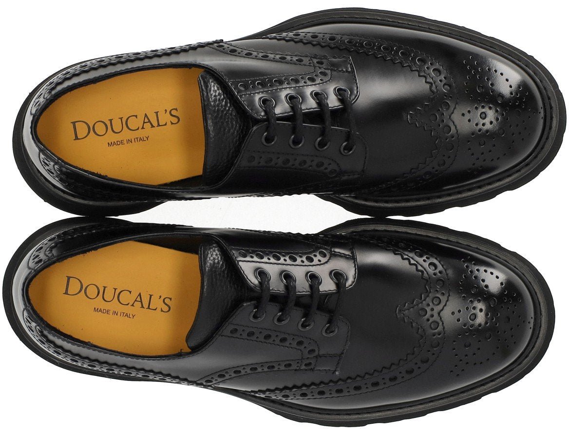 Doucal's DOUCAL'S DERBY BROGUE LACE-UP SHOE Zwart