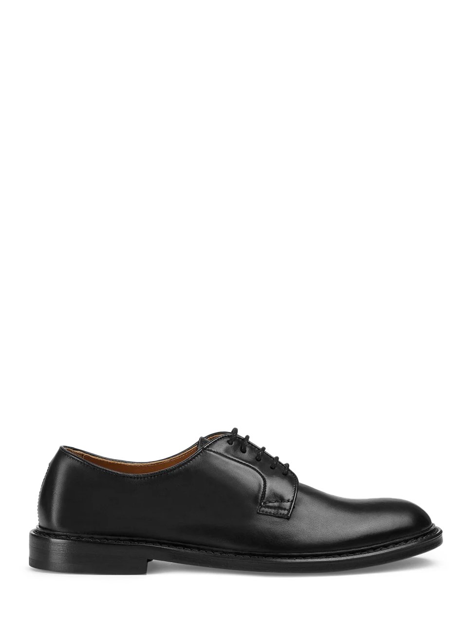 Doucal's Polished Calf Leather Derby Shoes with Lace-Up Design Zwart