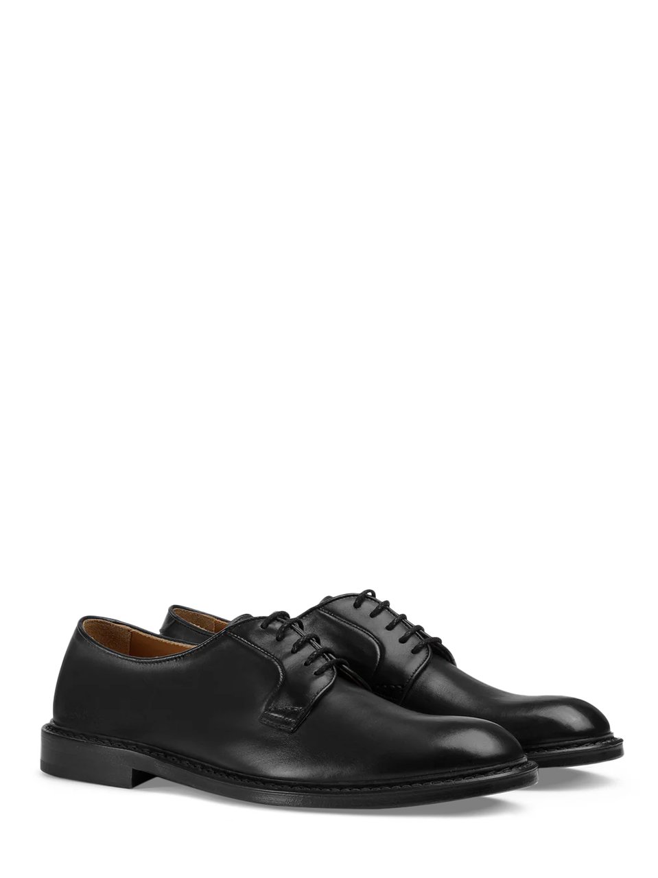 Doucal's Polished Calf Leather Derby Shoes with Lace-Up Design Zwart