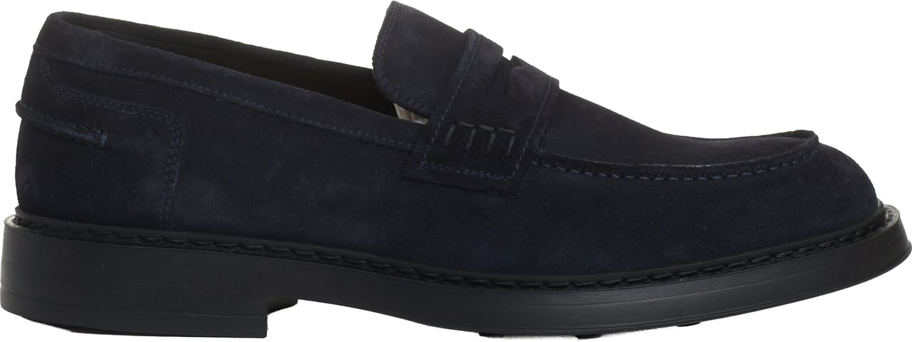 Doucal's Mocassino Camoscio Blu Fondo In Gomma Blauw