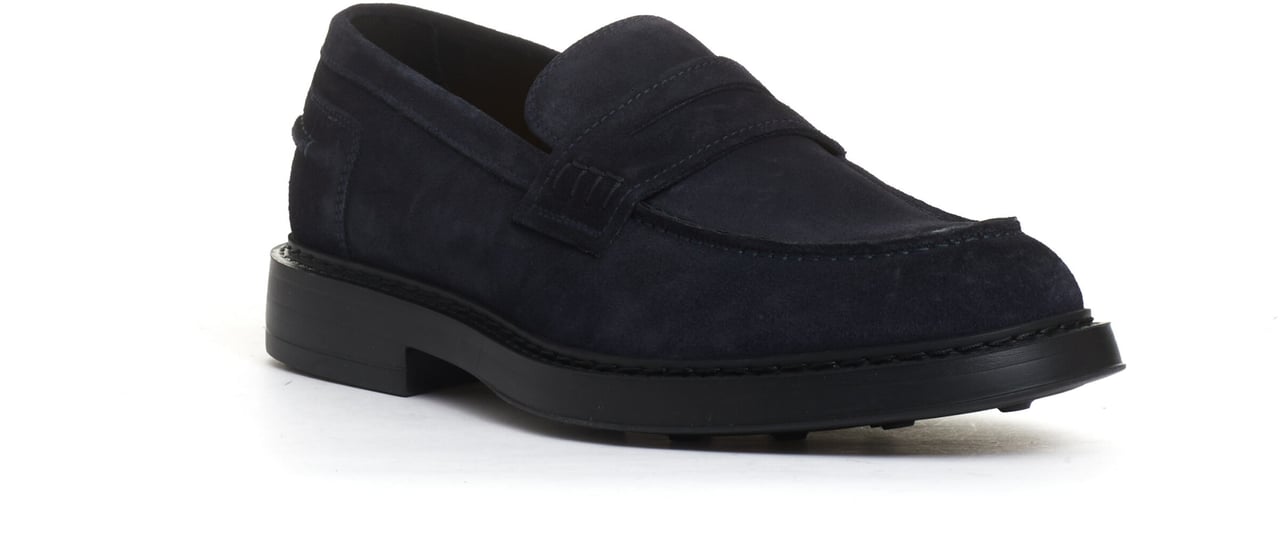 Doucal's Mocassino Camoscio Blu Fondo In Gomma Blauw