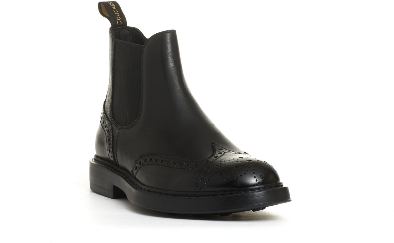 Doucal's Beatles Pelle Nera Bucature Fondo Extralight Zwart