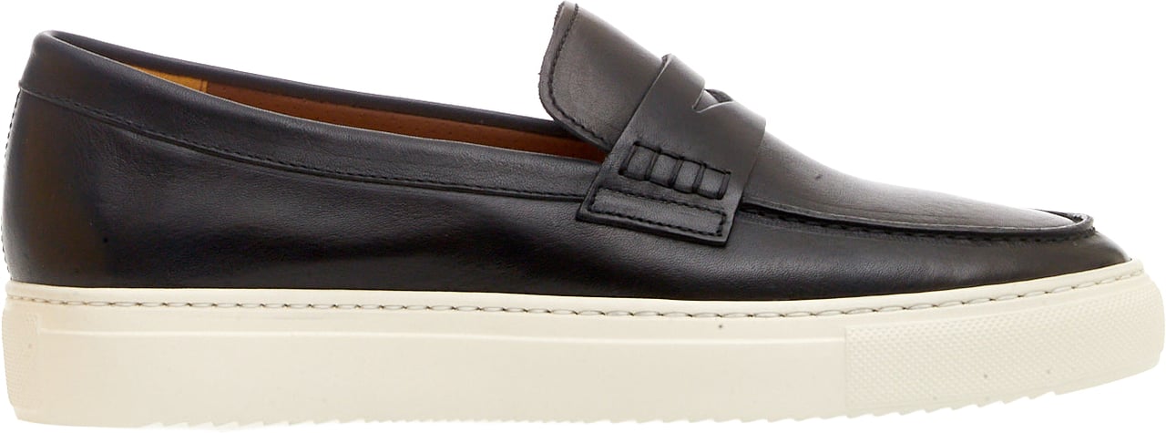 Doucal's Slipon Pelle Blu Fondo Bianco Blauw