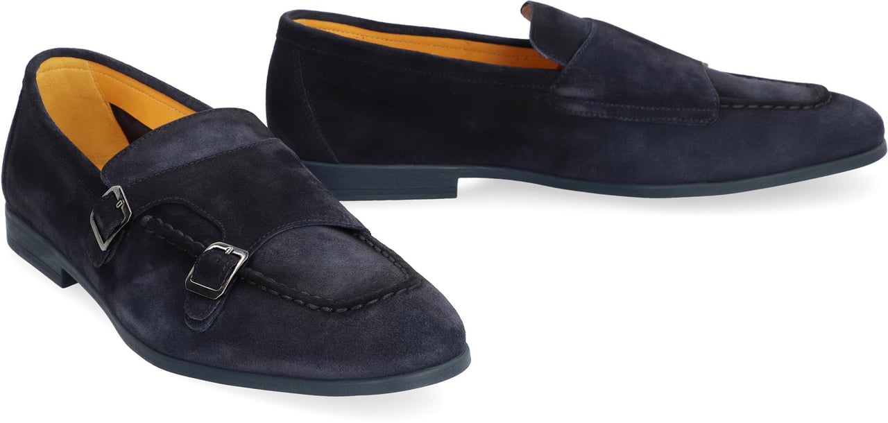 Doucal's Duke suede monk-strap shoes Blauw