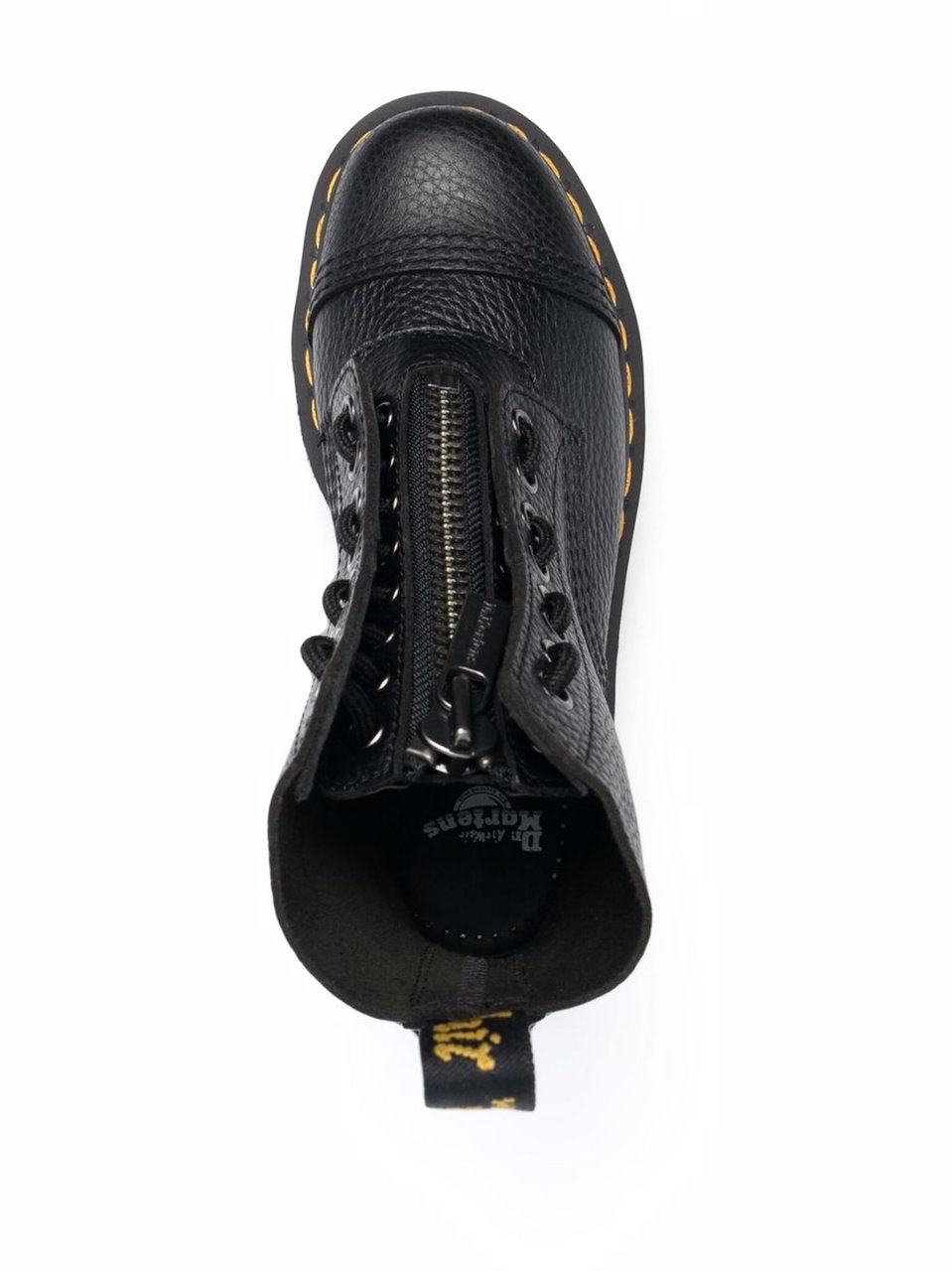 Dr. Martens Textured Nappa Leather Ankle Boots with Grooved Sole Zwart