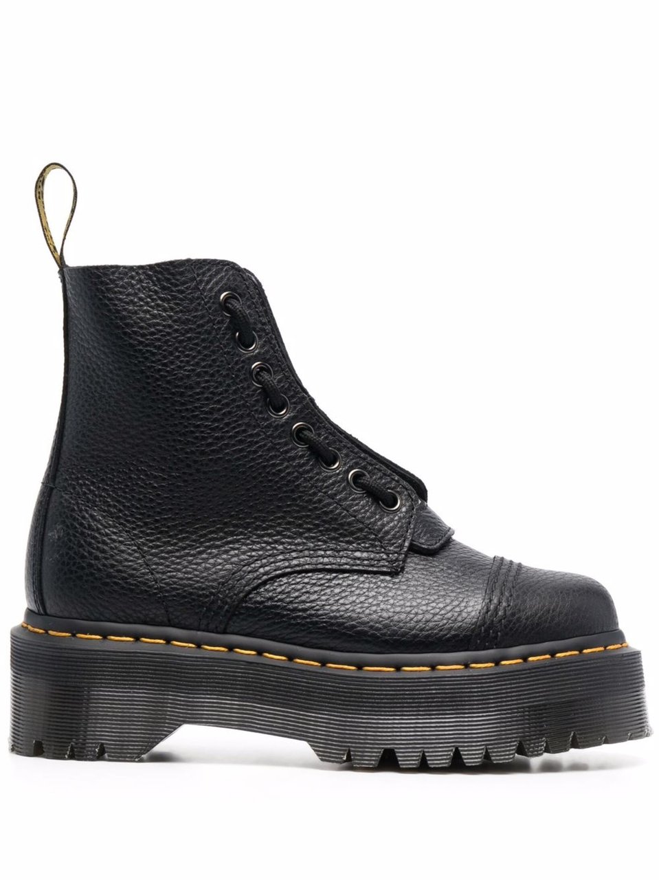 Dr. Martens Textured Nappa Leather Ankle Boots with Grooved Sole Zwart