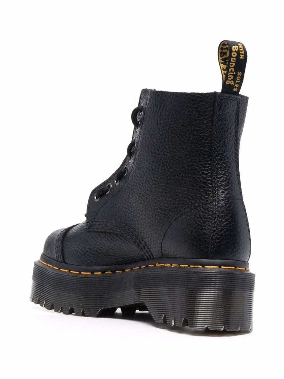 Dr. Martens Textured Nappa Leather Ankle Boots with Grooved Sole Zwart