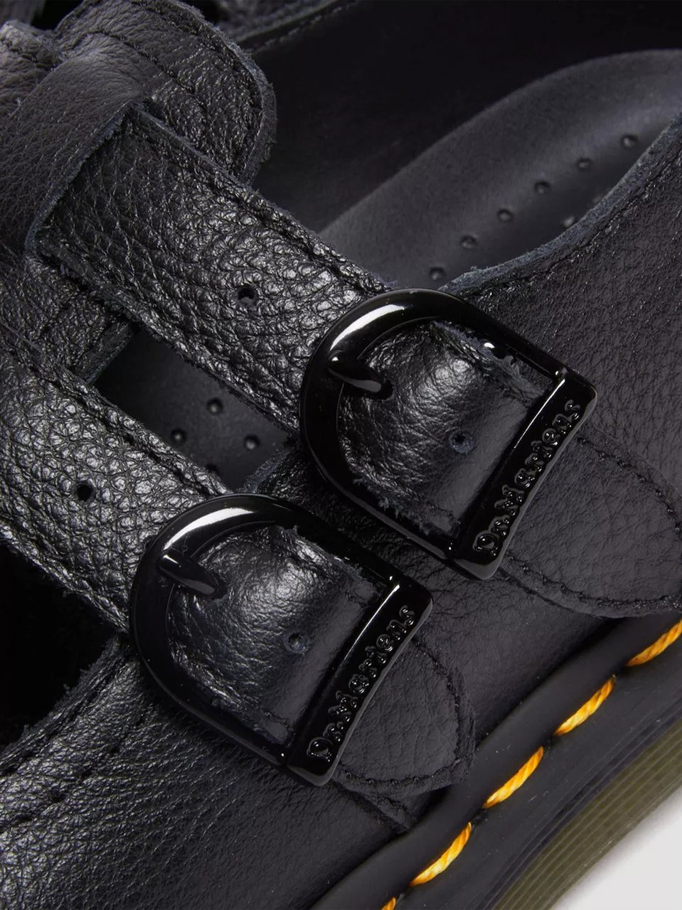 Dr. Martens 8065 Perforated Black Leather Mary Janes Zwart