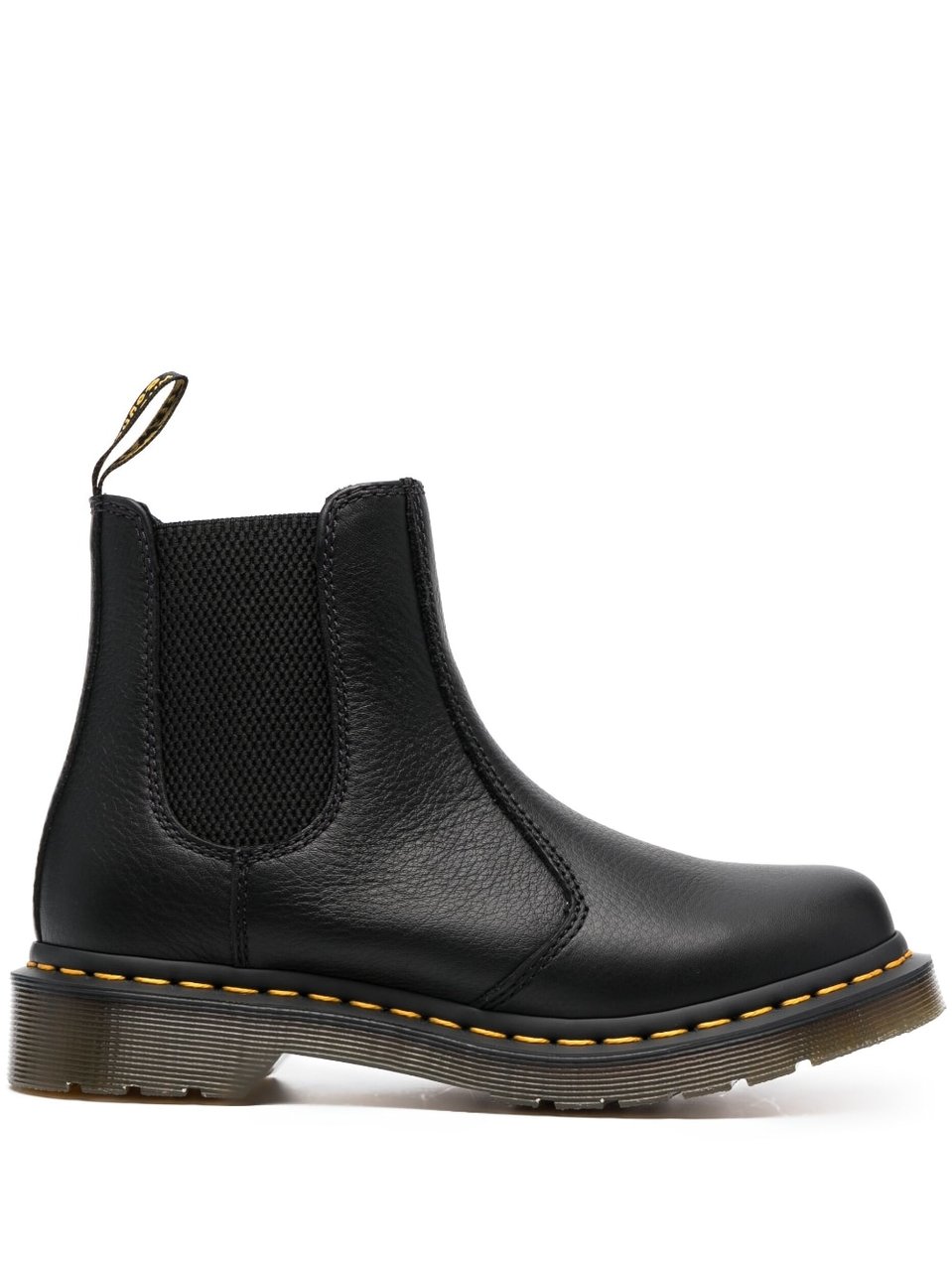 Dr. Martens Smooth Leather Ankle Boot With Elastic Side Panels Zwart