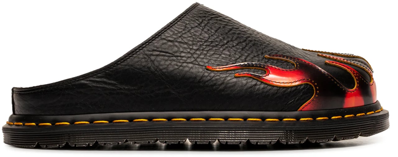 Dr. Martens SAN MULE FLAME BLACK+VIBRANT RED+DMS YELLOW Zwart
