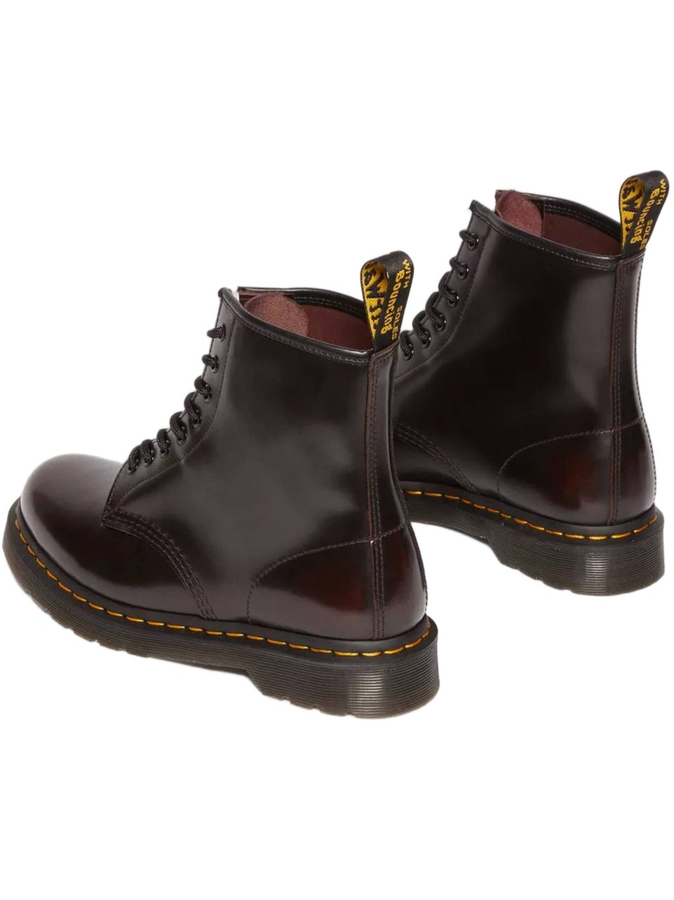 Dr. Martens 1460 Polished Leather Yellow-Stitch Boots Zwart