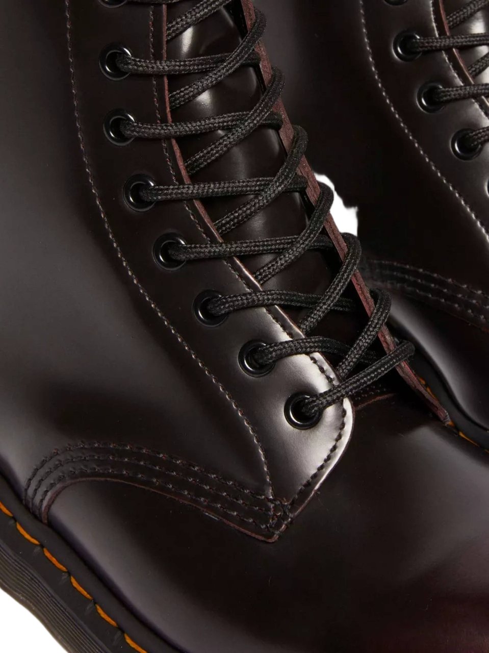 Dr. Martens 1460 Polished Leather Yellow-Stitch Boots Zwart