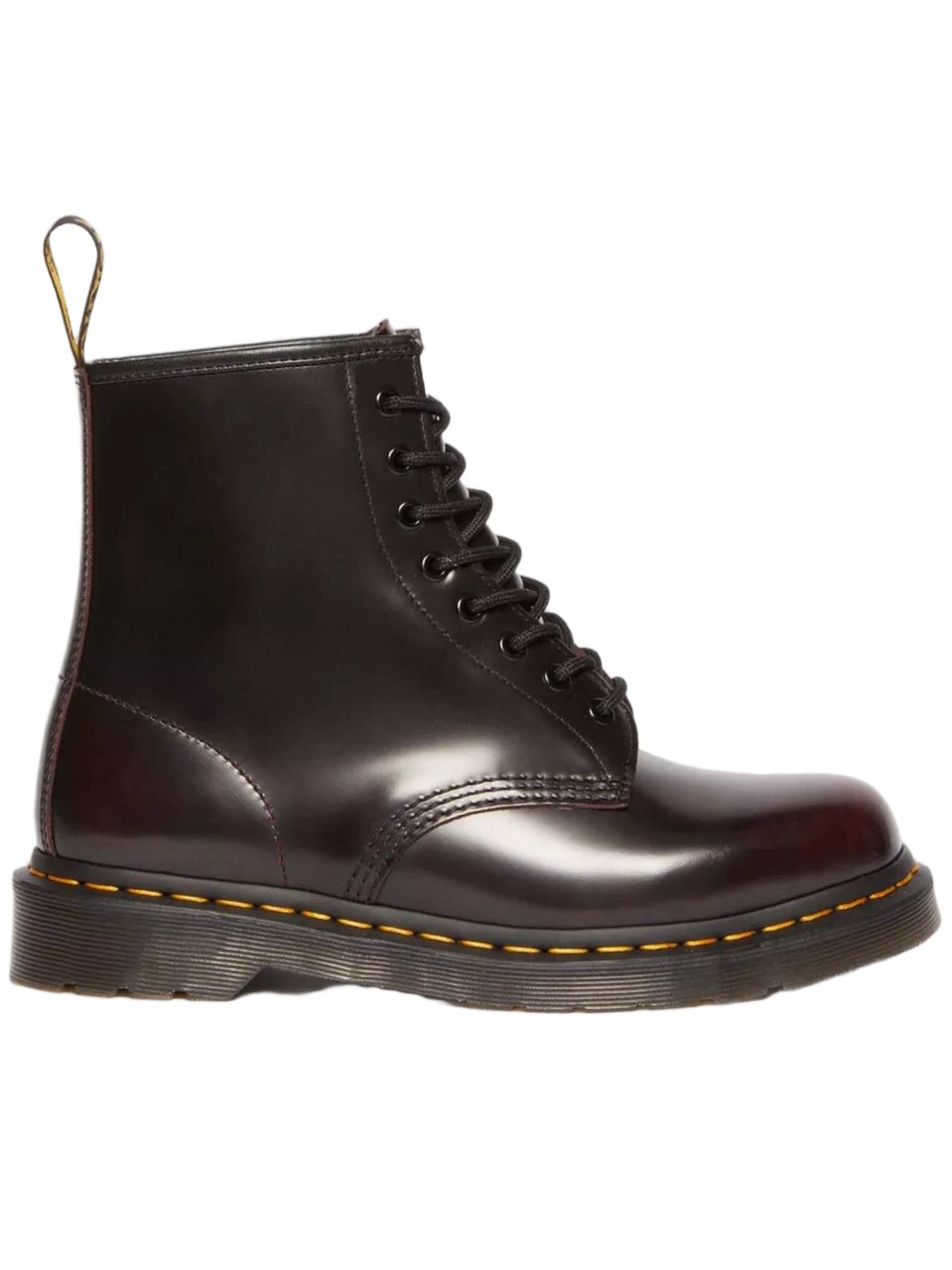 Dr. Martens 1460 Polished Leather Yellow-Stitch Boots Zwart