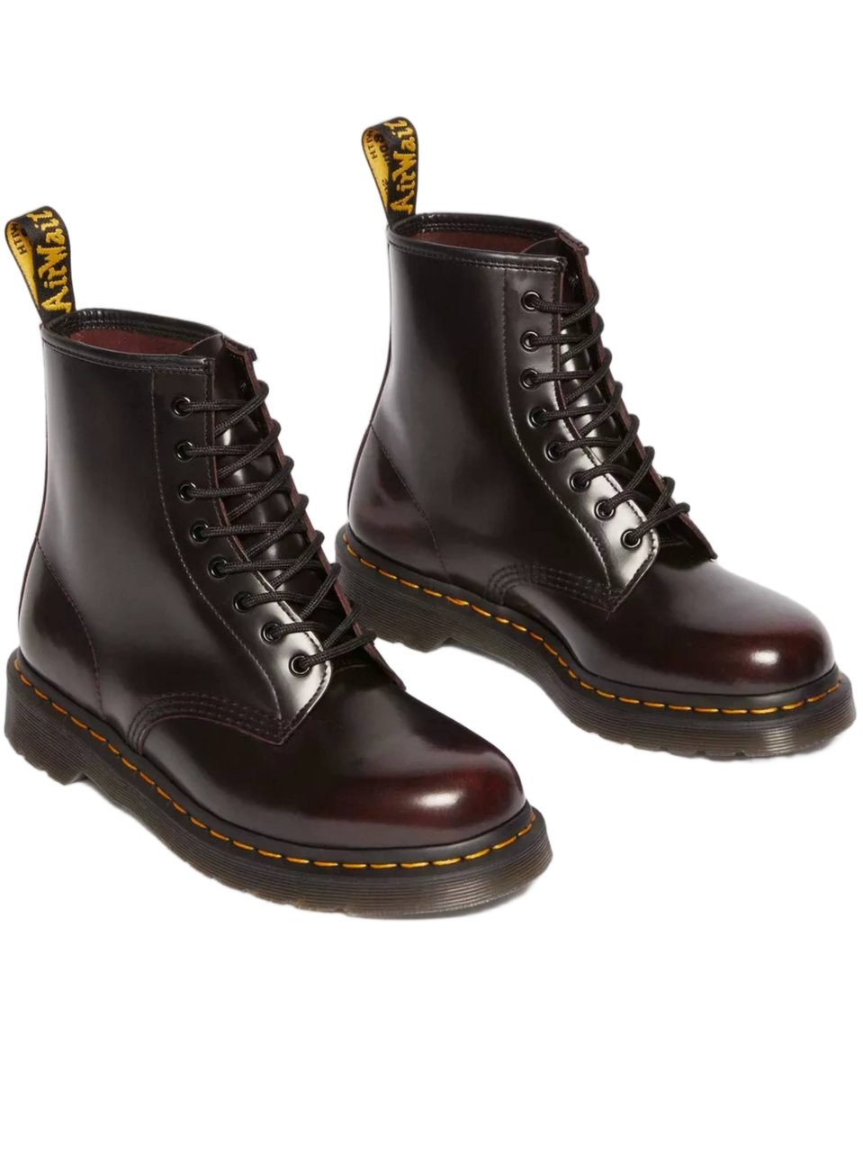Dr. Martens 1460 Polished Leather Yellow-Stitch Boots Zwart
