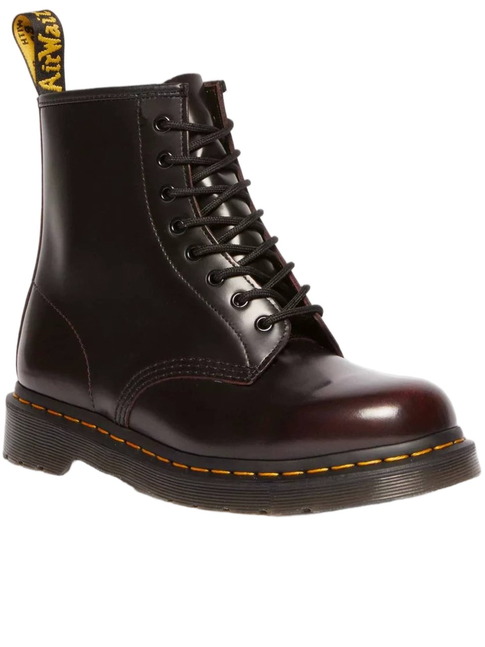 Dr. Martens 1460 Polished Leather Yellow-Stitch Boots Zwart