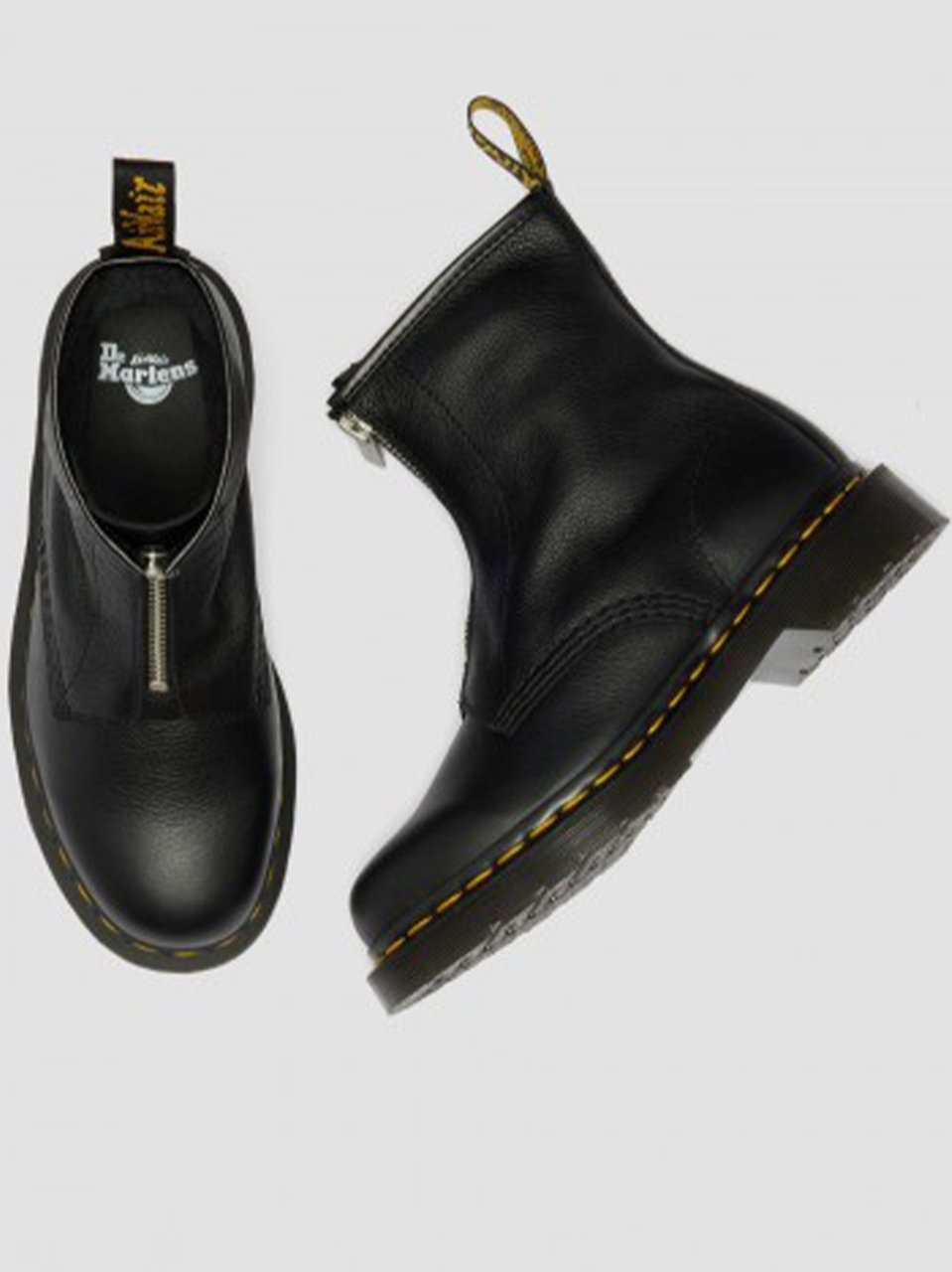 Dr. Martens 1460 Smooth Black Leather Zip Boots Zwart