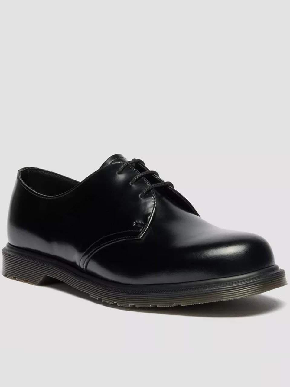 Dr. Martens Mayfare Polished Black Leather Derby Shoes Zwart