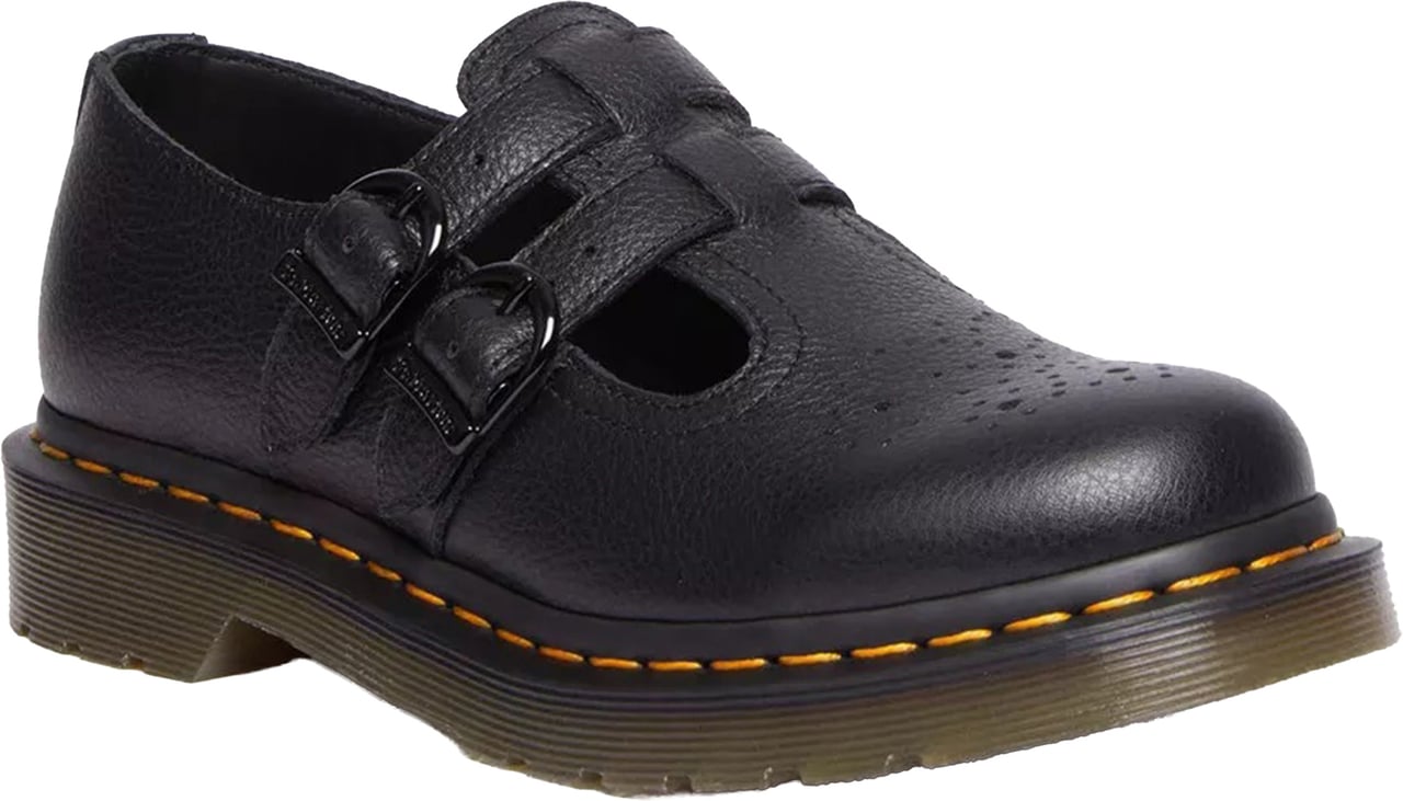 Dr. Martens 8065 Perforated Black Leather Mary Janes Zwart