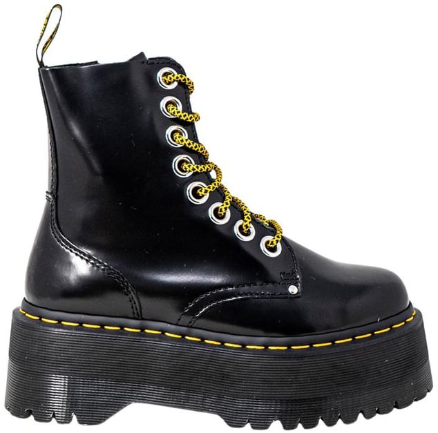 Dr. Martens Black Leather Lace-Up Boots Zwart