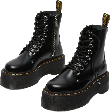 Dr. Martens Black Leather Lace-Up Boots Zwart