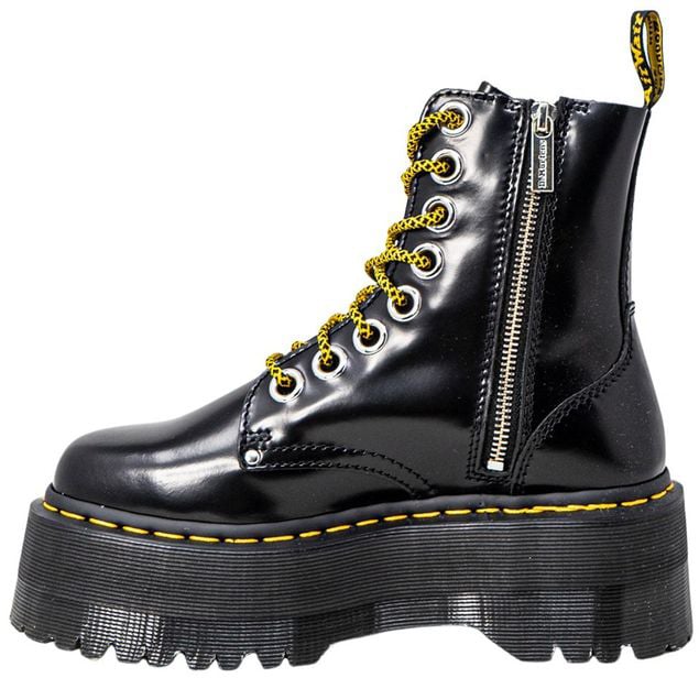 Dr. Martens Black Leather Lace-Up Boots Zwart