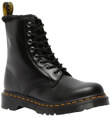 Dr. Martens Black Leather Lace-Up Boots Zwart