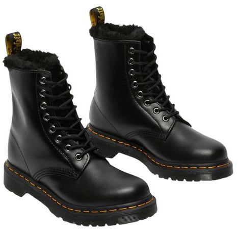 Dr. Martens Black Leather Lace-Up Boots Zwart