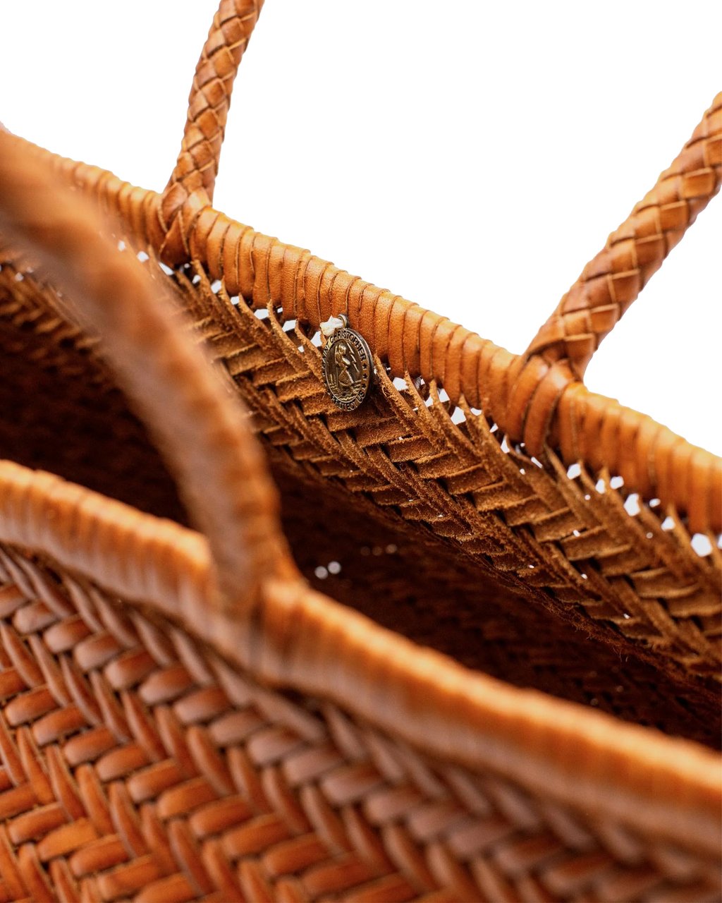 Dragon Diffusion Large Handwoven Basket Tote in Buffalo Calf Leather Rood