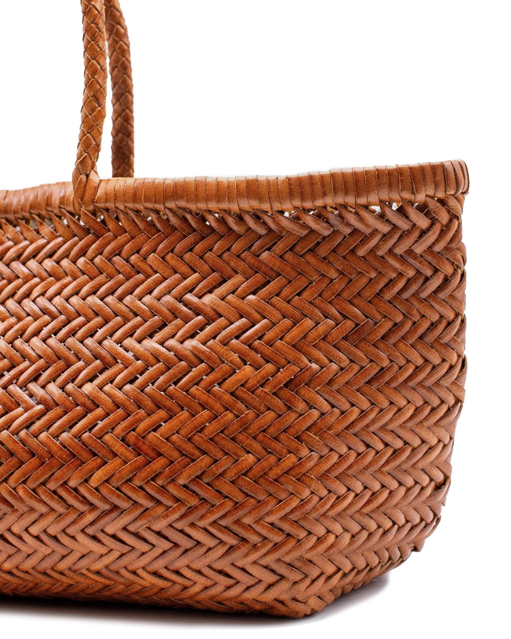 Dragon Diffusion Large Handwoven Basket Tote in Buffalo Calf Leather Rood