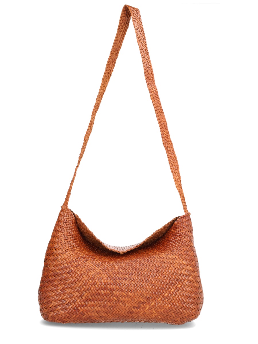 Dragon Diffusion Brown Santa Marta Woven Leather Shoulder Bag Bruin