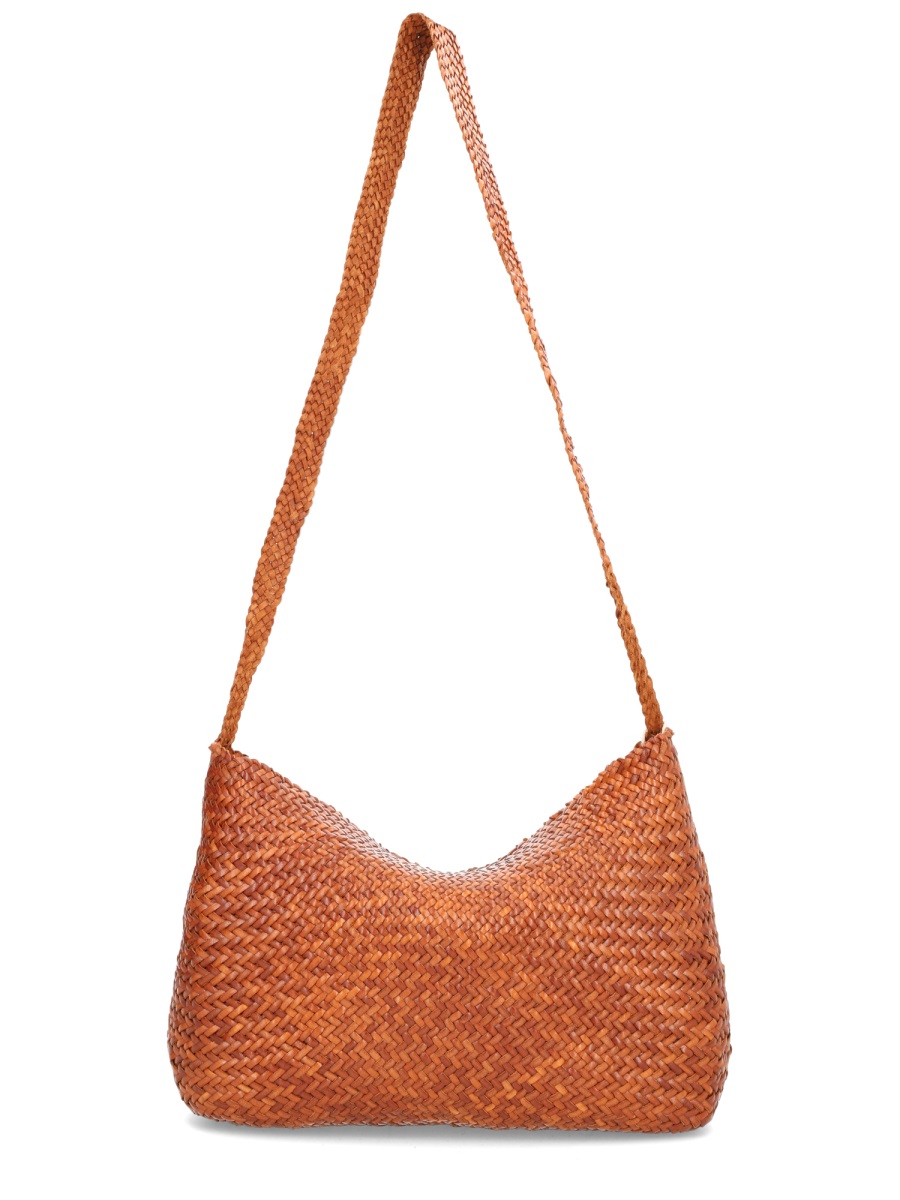 Dragon Diffusion Brown Santa Marta Woven Leather Shoulder Bag Bruin