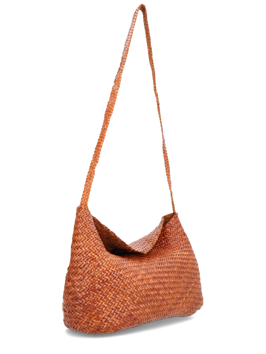 Dragon Diffusion Brown Santa Marta Woven Leather Shoulder Bag Bruin