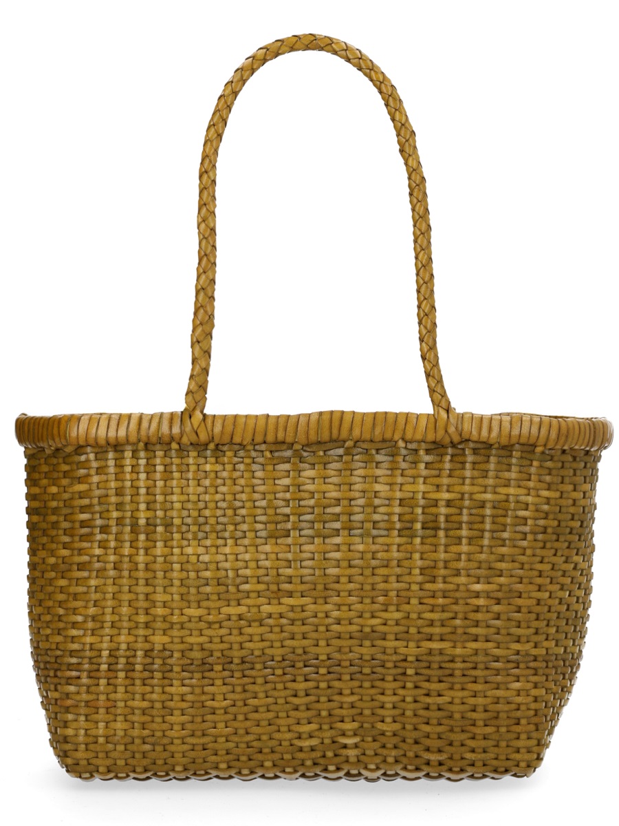 Dragon Diffusion Brown Woven Leather Textured Tote Bag Bruin